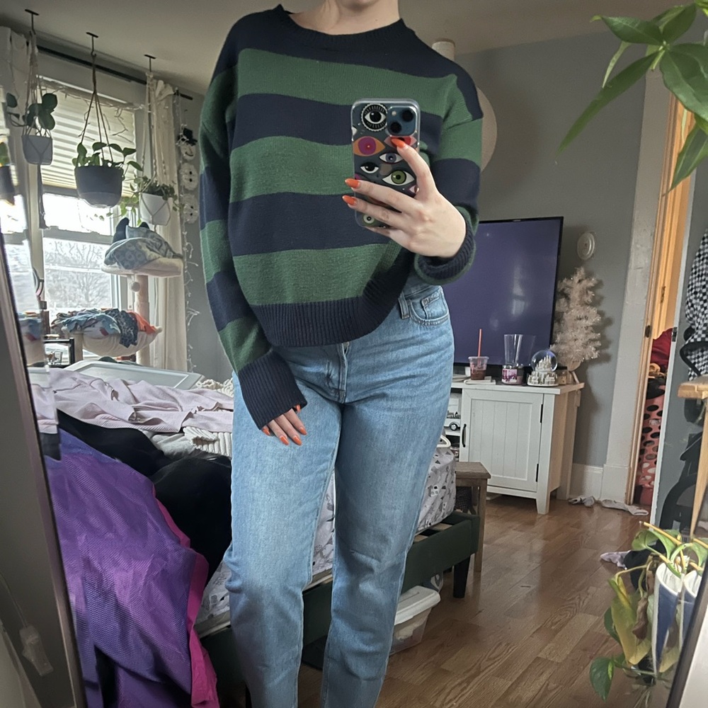 Striped green sweater